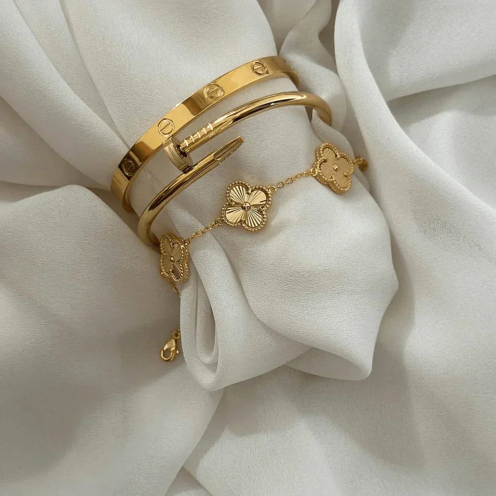 Juego de Pulseras de 3 Piezas - Color Oro