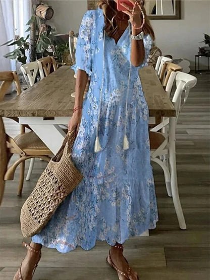 Luna – Vestido midi de estilo bohemio casual