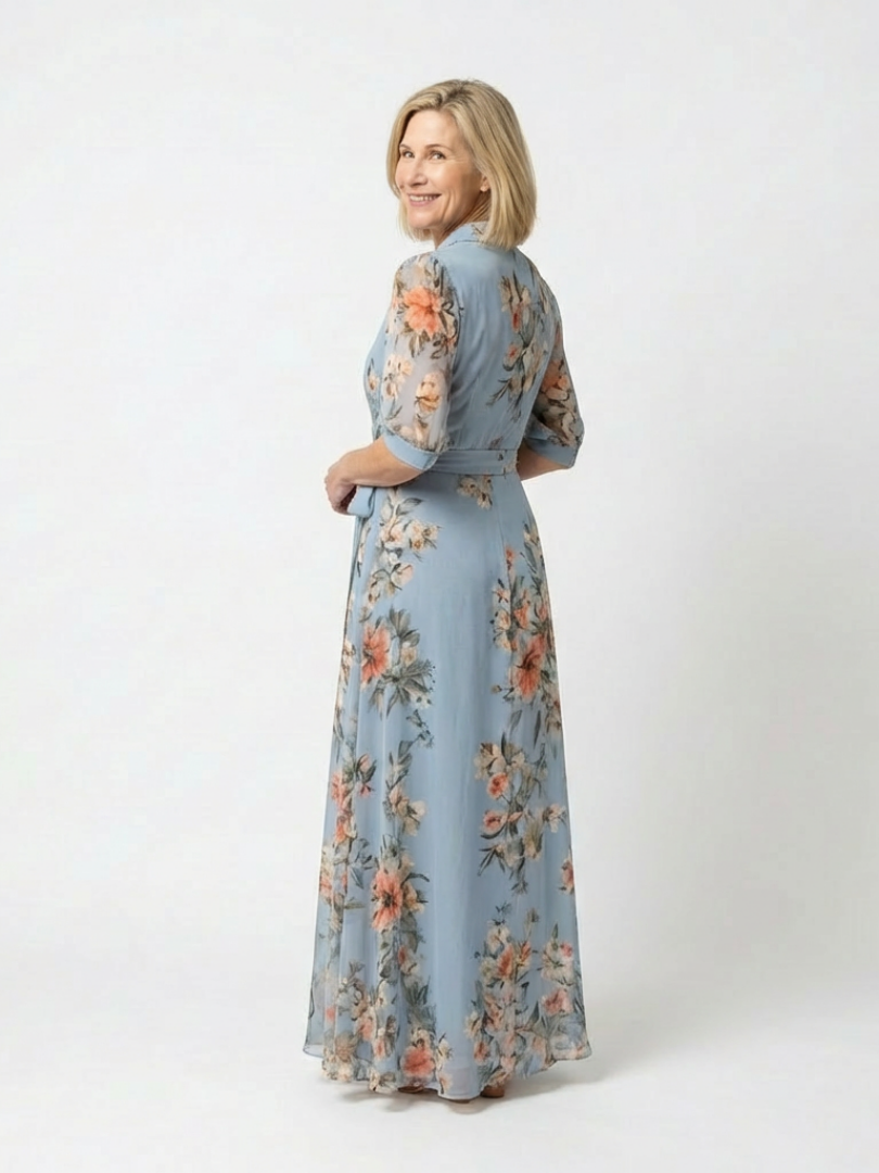 Elowen | Vestido Maxi con Escote en V y Diseño Floral