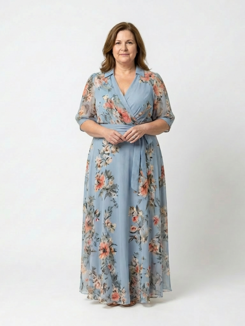 Elowen | Vestido Maxi con Escote en V y Diseño Floral