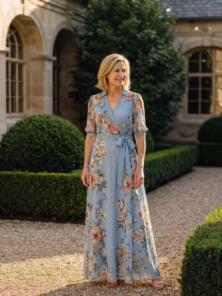 Elowen | Vestido Maxi con Escote en V y Diseño Floral