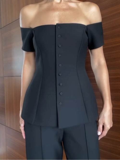 Traje de Chaleco Off-Shoulder Sofía